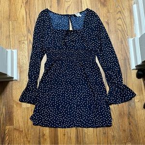 Princess Polly Square Neck Long Sleeve Dot Dress